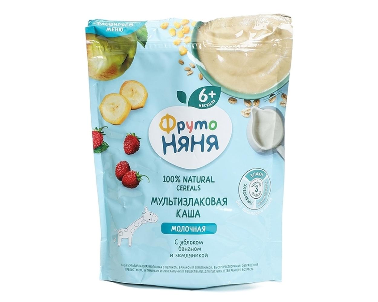 Каша молочная ФрутоНяня мультизлаковая, яблоко-банан-земляника