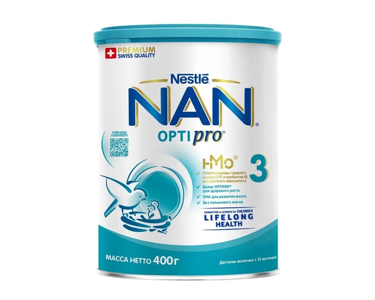 Молочко детское Nan 3 Optipro для роста, иммунитета и развития мозга, с 12 месяцев