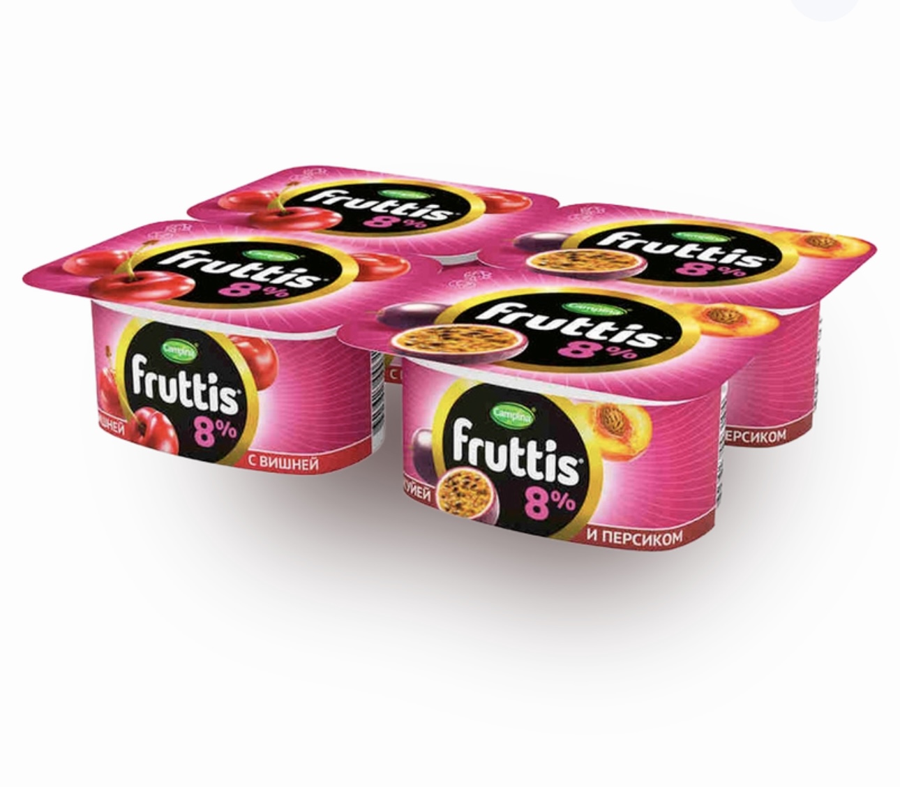 Йогурт Fruttis вишня-персик-маракуйя 8%