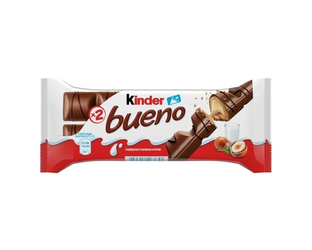 Шоколадный батончик Kinder Bueno вафельный c ореховой начинкой