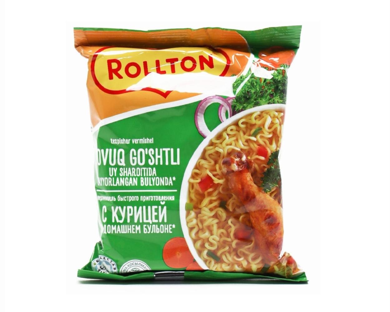 Лапша быстрого приготовления Роллтон с курицей на домашнем бульоне