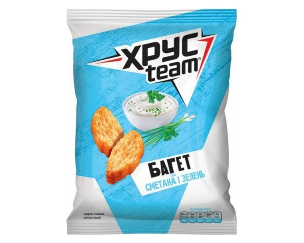 Сухарики Хрусteam Багет сметана-зелень
