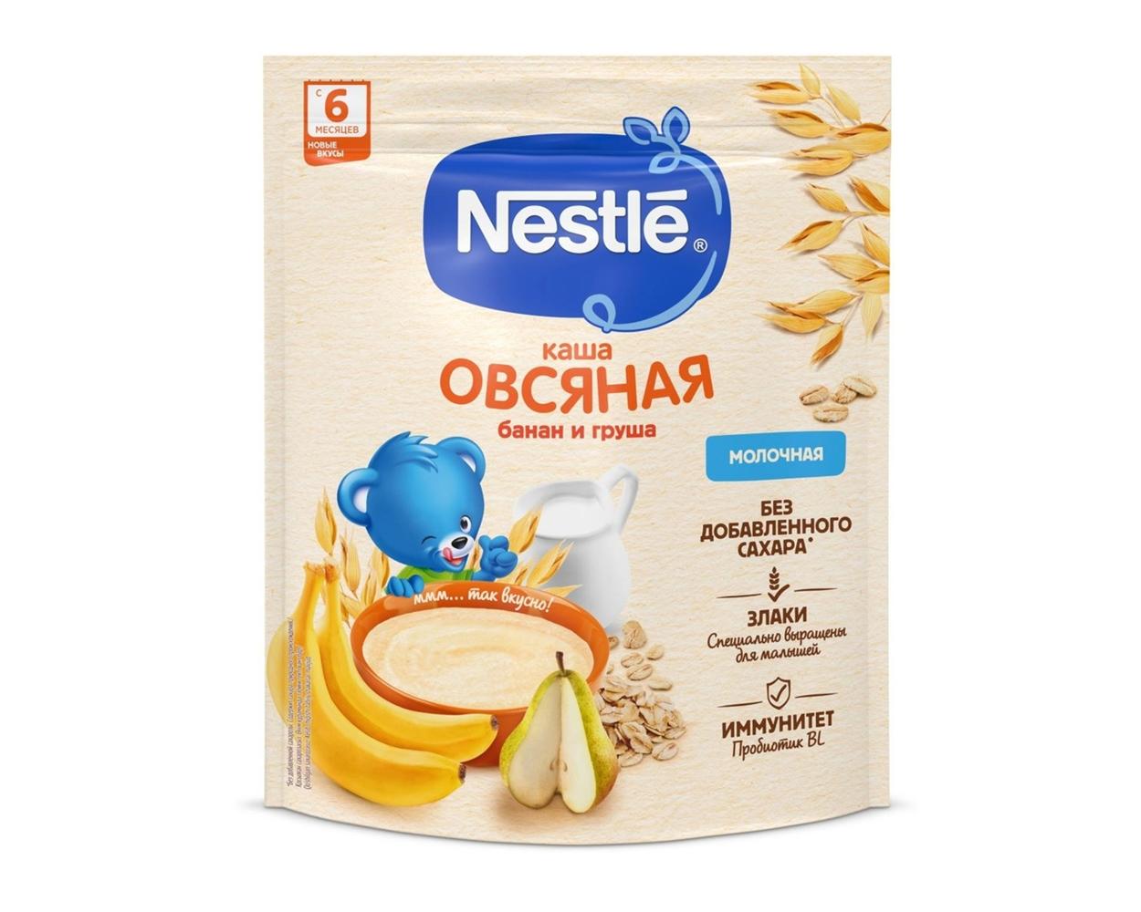 Каша молочная Nestlé овсяная, банан и груша