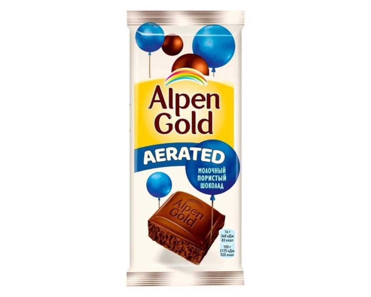 Шоколад молочный пористый Alpen Gold