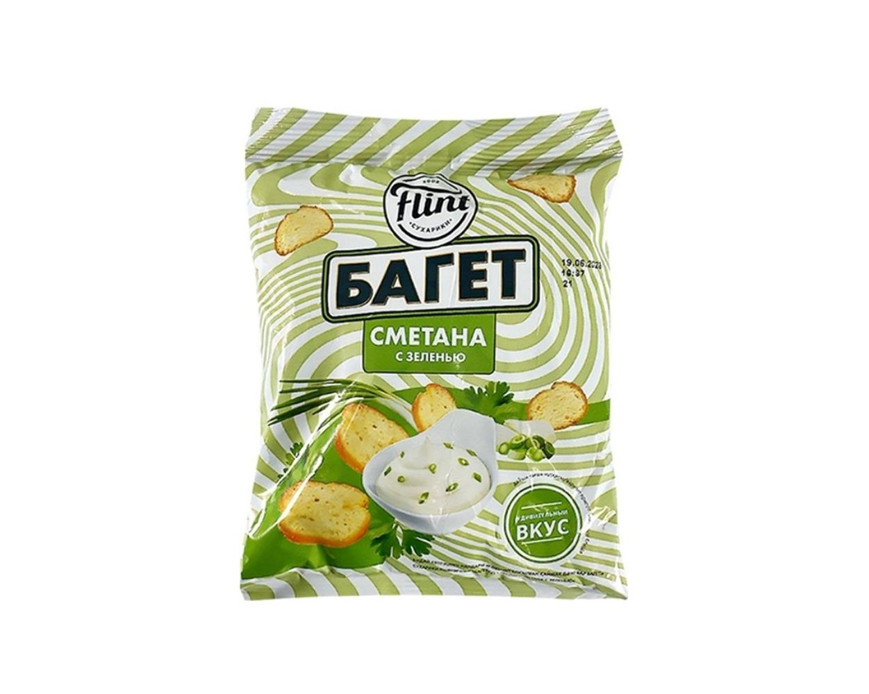Сухарики Flint Багет со вкусом сметаны с зеленью 75 г