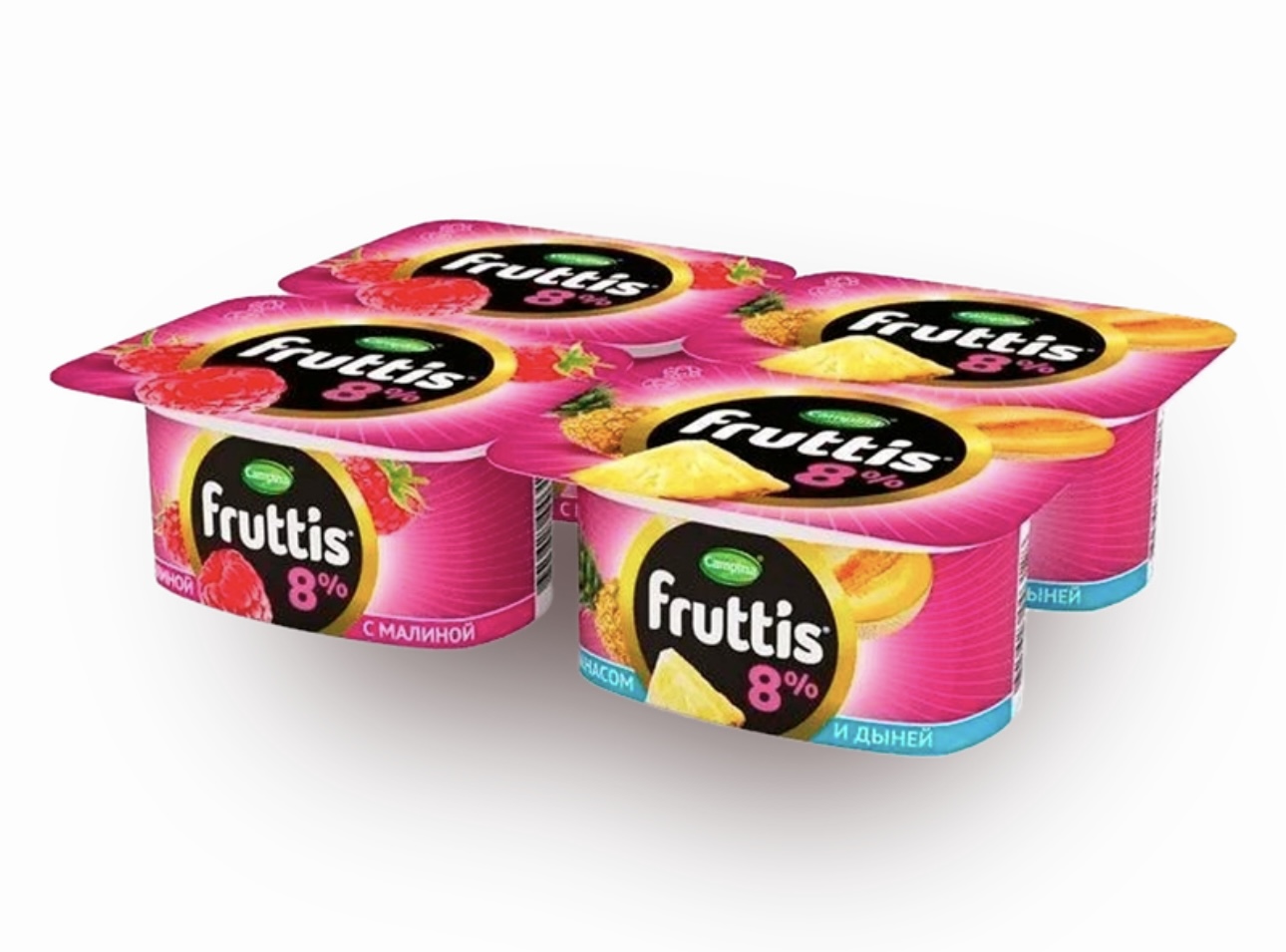 Йогурт Fruttis малина-ананас-дыня 8%