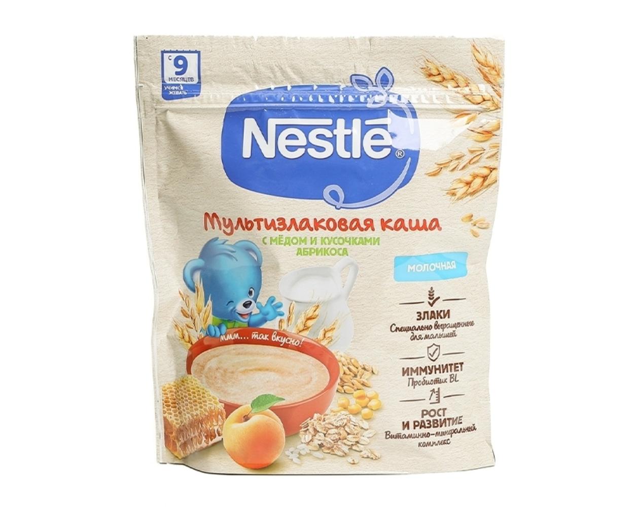 Каша молочная Nestle мультизлаковая с медом и кусочками абрикоса