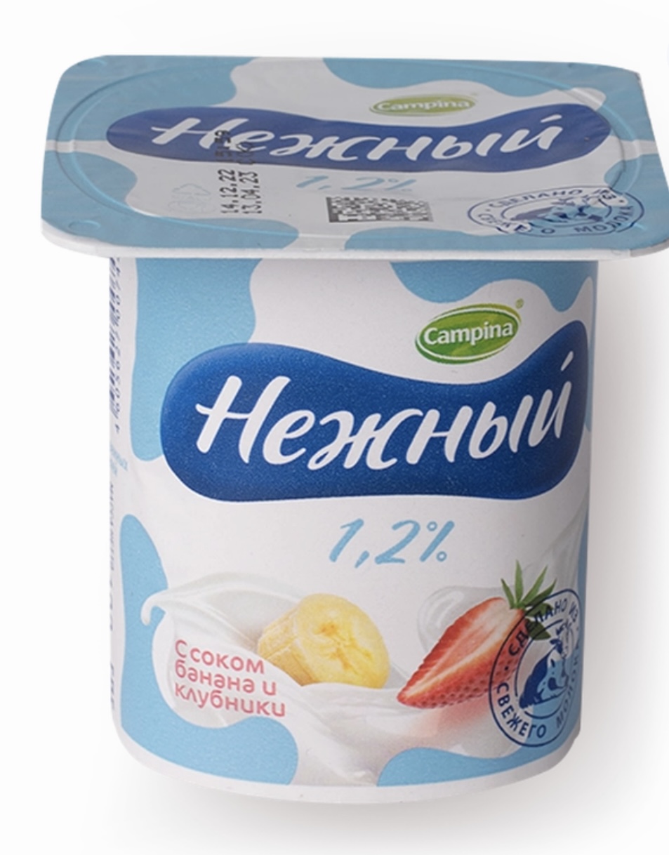 Йогурт Нежный с соком банана и клубники 1.2%